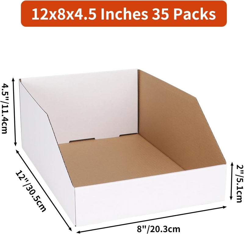 ZBEIVAN Cardboard Storage Bins Boxes 35 Packs 12x8x4.5 Inches, Easy Assembly Pantry Organizer Bins for Shelf, White - Image 2